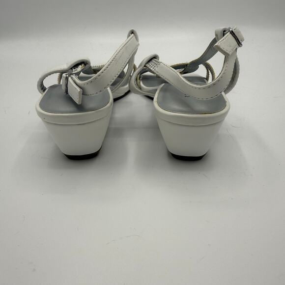 NEW London Fog Macey Demi Wedge Dress Sandal Women 7M White Slingback Rhinestone - Picture 6 of 11